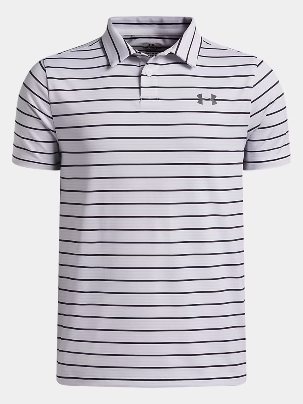 Under Armour UA White Blue Grey Striped Boys Polo Shirt Heat Gear Size Youth M
